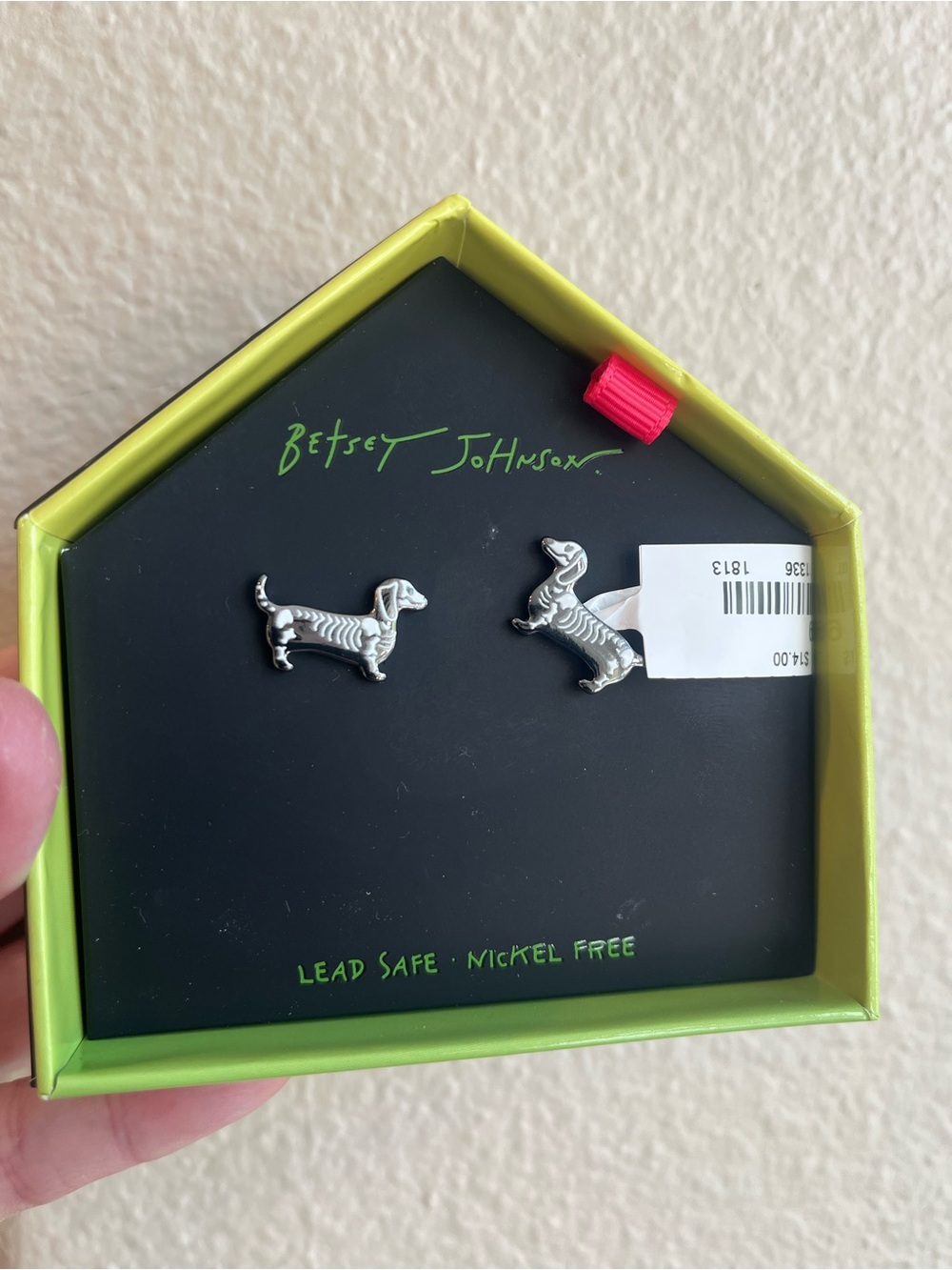 Betsey Johnson Silver-tone Halloween Skeleton Dachshund Earrings
